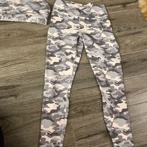 Fabletics bra and legging 7/8 length set camo